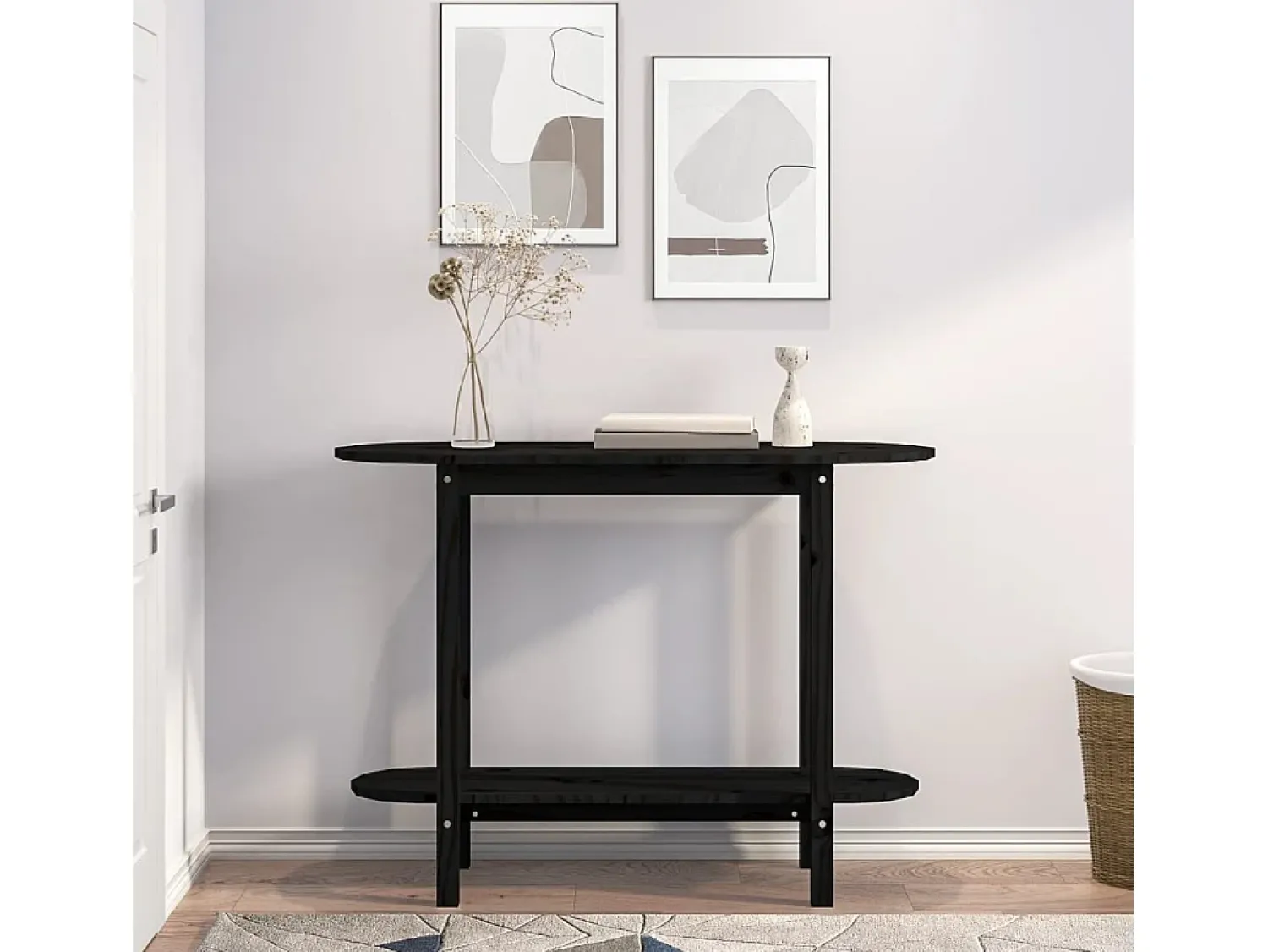Discount Mesa de centro | Mesa de apoio | Mesa consola 110x40x80 cm madeira de pinho maciça Preto