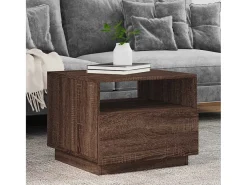 Discount Mesa de centro | Mesa de apoio com luzes LED 50x49x40 cm carvalho Castanho