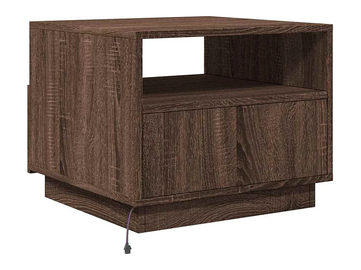 Discount Mesa de centro | Mesa de apoio com luzes LED 50x49x40 cm carvalho Castanho
