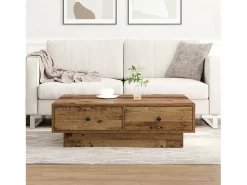 Mesa De Centro| Mesa de centro | Mesa de apoio Madeira antiga 90x90x28 cm Multicor