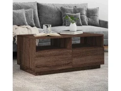 Sale Mesa de centro | Mesa de apoio com luzes LED 90x49x40 cm carvalho Castanho