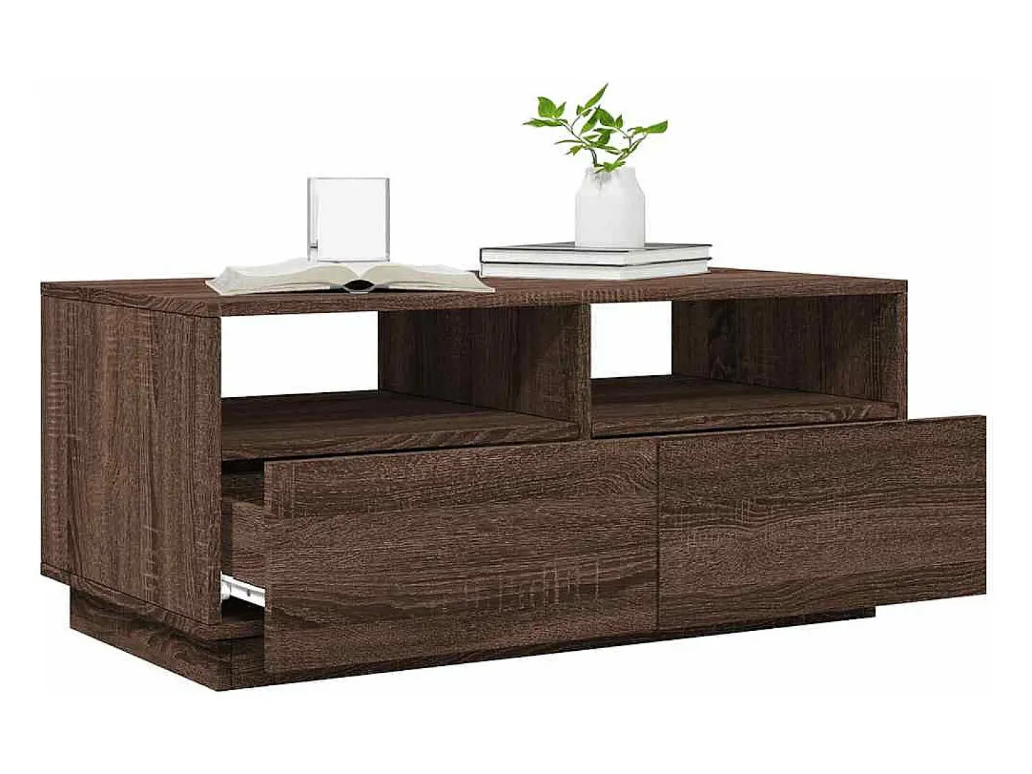 Sale Mesa de centro | Mesa de apoio com luzes LED 90x49x40 cm carvalho Castanho