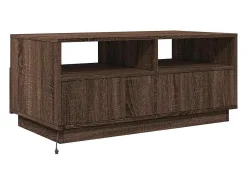 Sale Mesa de centro | Mesa de apoio com luzes LED 90x49x40 cm carvalho Castanho
