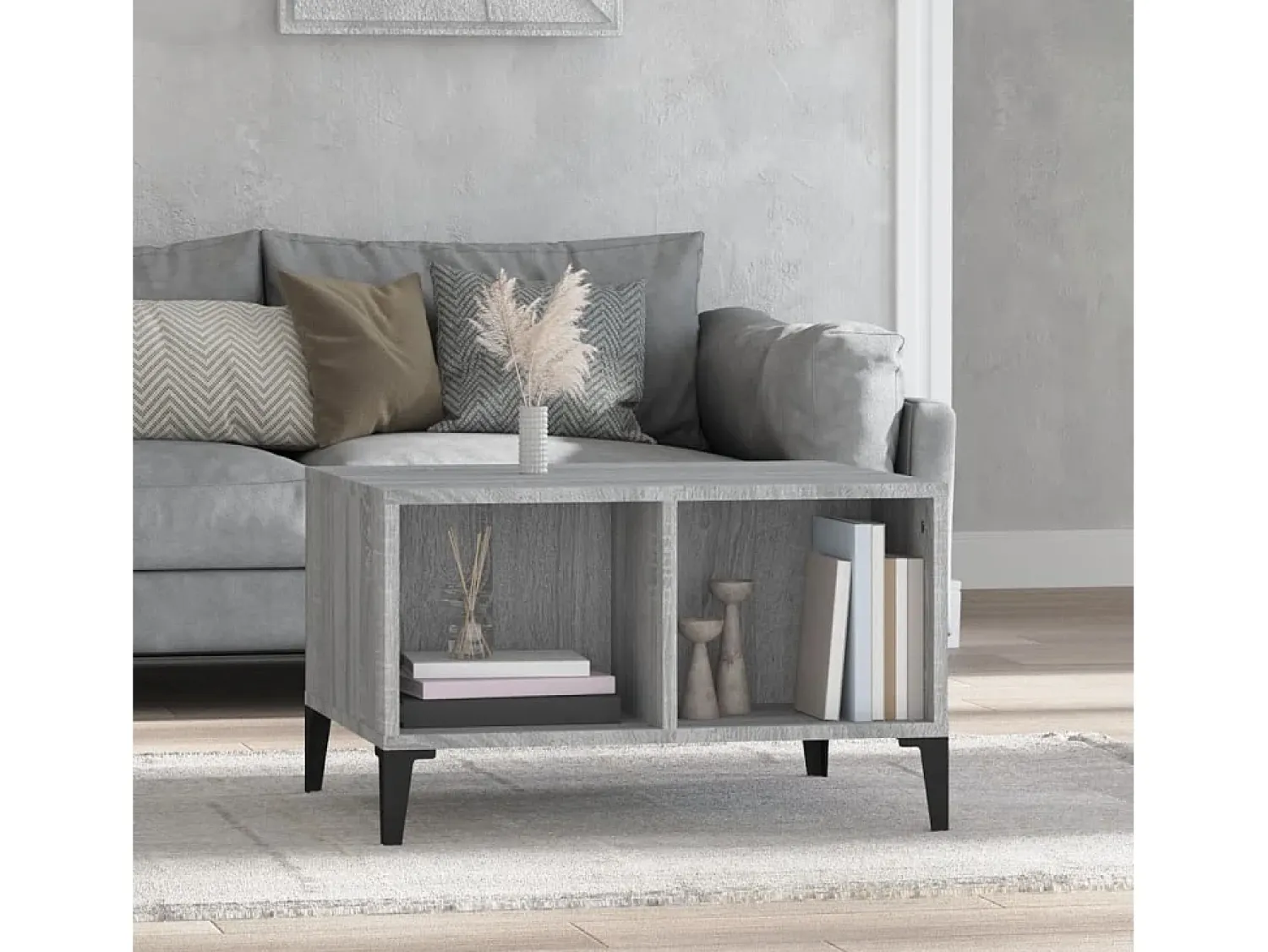 Discount Mesa de centro | Mesa de apoio 60x50x36.5 cm derivados de madeira cinza sonoma Cinzento