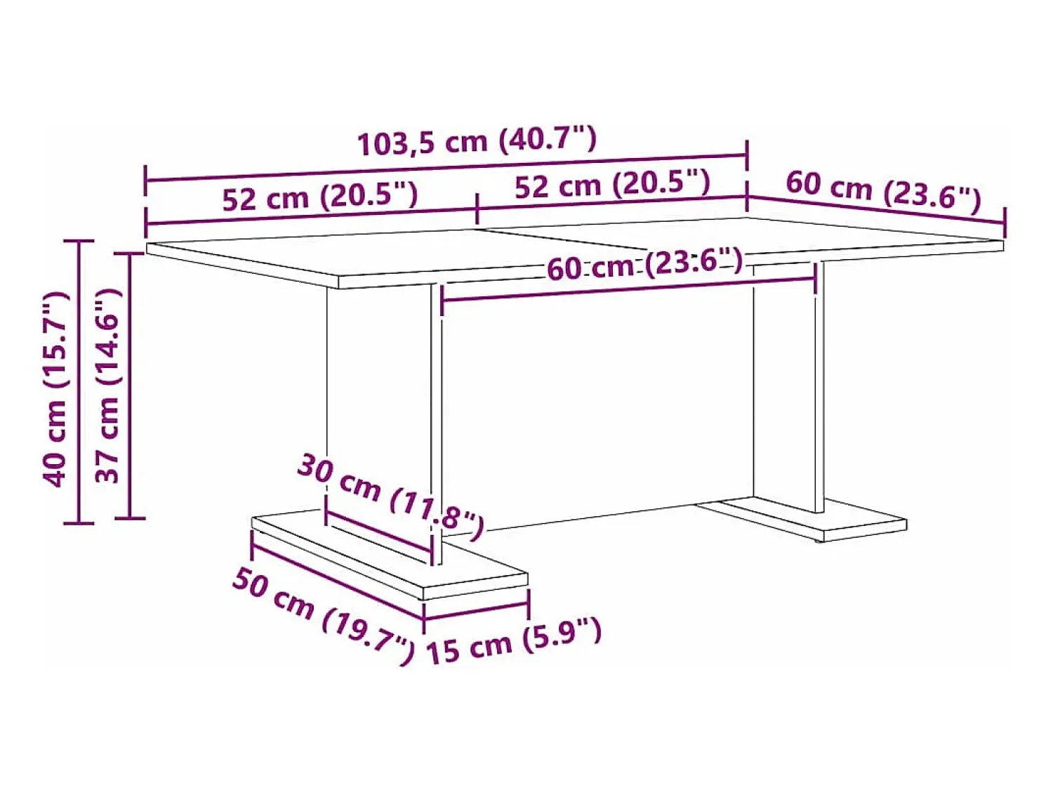 Mesa de centro | Mesa de apoio Carvalho 103.5x60x40 cm^ Mesa De Centro