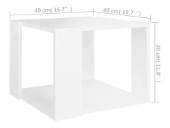 New Mesa de centro | Mesa de apoio 40x40x30 cm madeira processada Branco