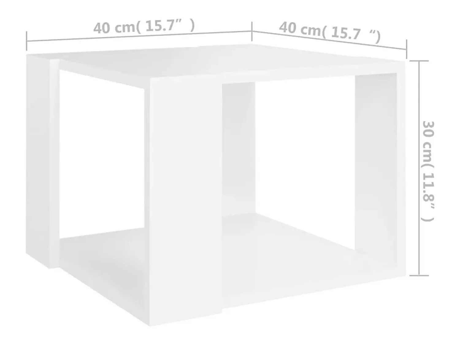 New Mesa de centro | Mesa de apoio 40x40x30 cm madeira processada Branco