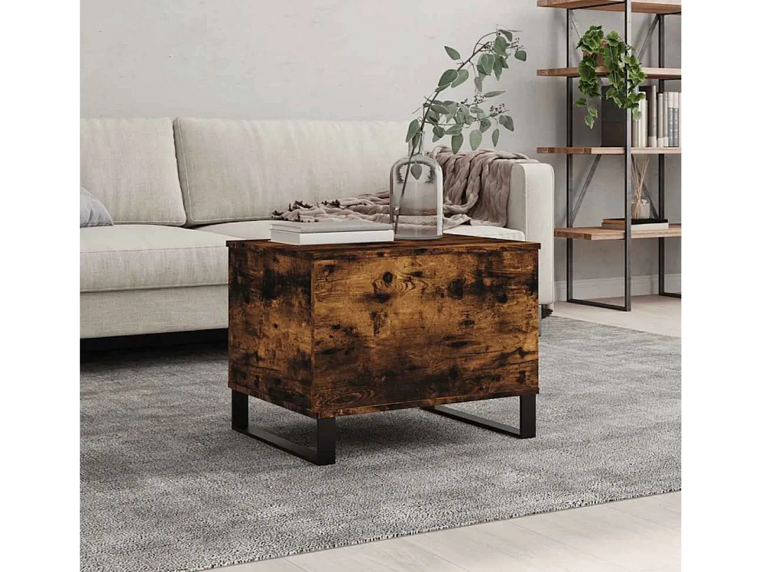 Mesa De Centro| Mesa de centro | Mesa de apoio 60x44.5x45 cm derivados madeira carvalho fumado Castanho
