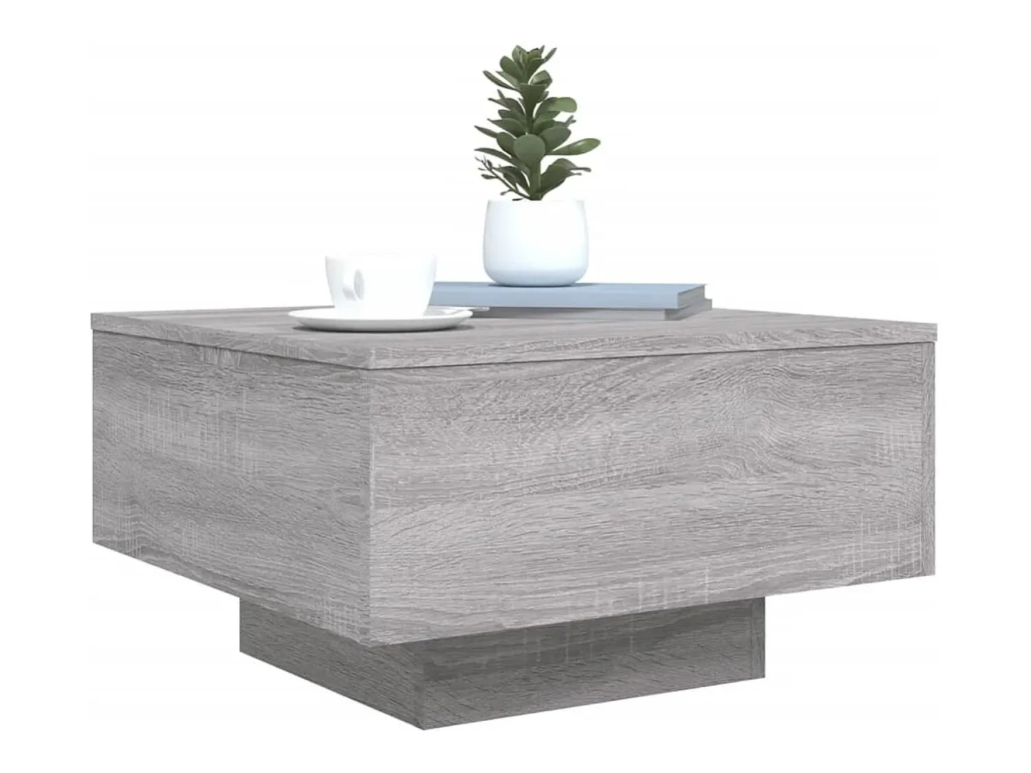 Mesa de centro | Mesa de apoio com luzes LED 55x55x31 cm sonoma^ Mesa De Centro