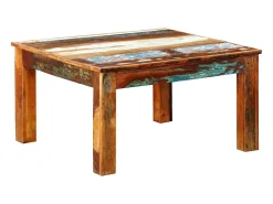 Mesa De Centro| Mesa de centro | Mesa de apoio quadrada em madeira reciclada Castanho