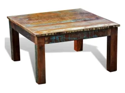 Mesa De Centro| Mesa de centro | Mesa de apoio quadrada em madeira reciclada Castanho