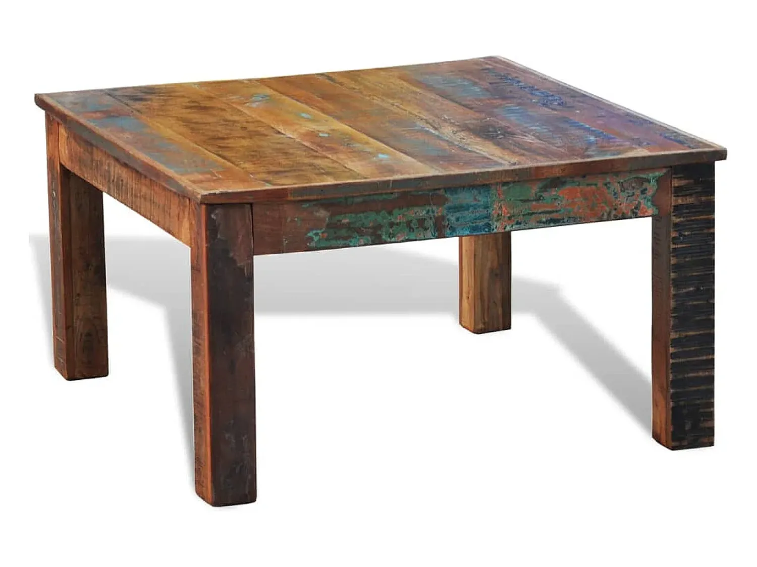 Mesa De Centro| Mesa de centro | Mesa de apoio quadrada em madeira reciclada Castanho