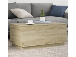Mesa De Centro| Mesa de centro | Mesa de apoio com luzes LED 90x50x40 cm carvalho sonoma Castanho