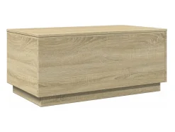 Mesa De Centro| Mesa de centro | Mesa de apoio com luzes LED 90x50x40 cm carvalho sonoma Castanho
