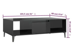Mesa De Centro* Mesa de centro | Mesa de apoio derivados de madeira brilhante Preto
