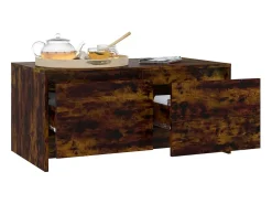 Mesa De Centro| Mesa de centro | Mesa de apoio 90x50x41.5 cm derivados madeira carvalho fumado Castanho
