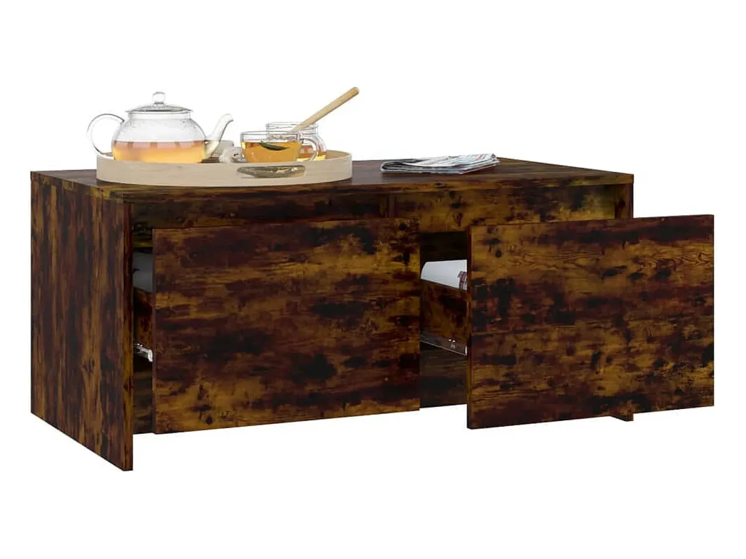 Mesa De Centro| Mesa de centro | Mesa de apoio 90x50x41.5 cm derivados madeira carvalho fumado Castanho