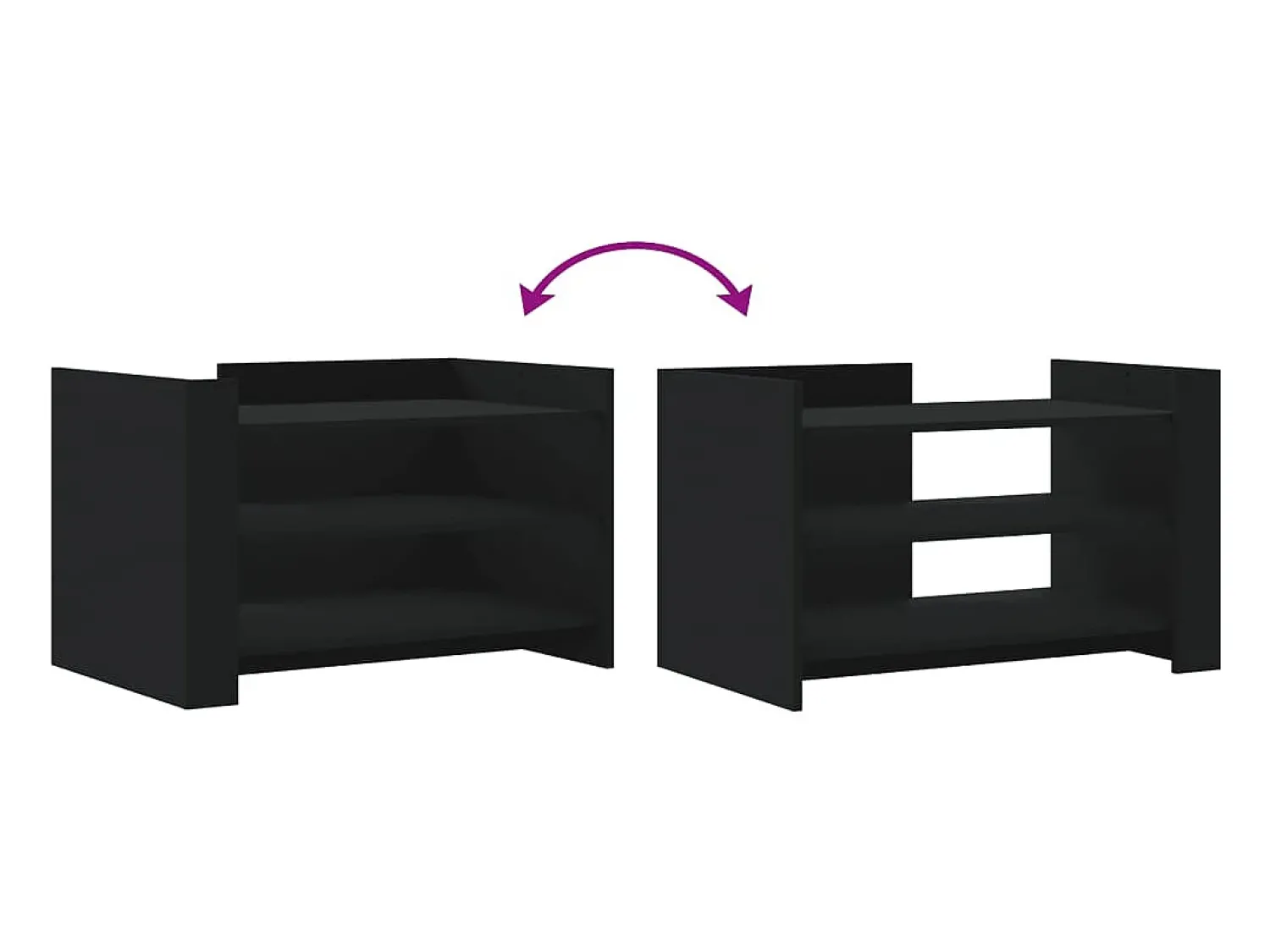 New Mesa de centro | Mesa de apoio 80x50x50 cm derivados de madeira Preto