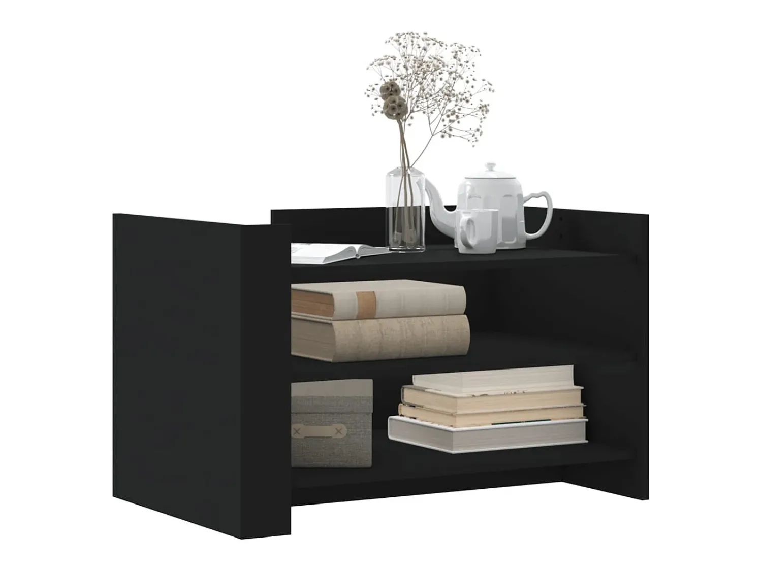New Mesa de centro | Mesa de apoio 80x50x50 cm derivados de madeira Preto