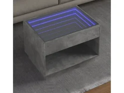 Mesa de centro | Mesa de apoio luzes LED Infinity 70x50x50 cm cimento^ Mesa De Centro
