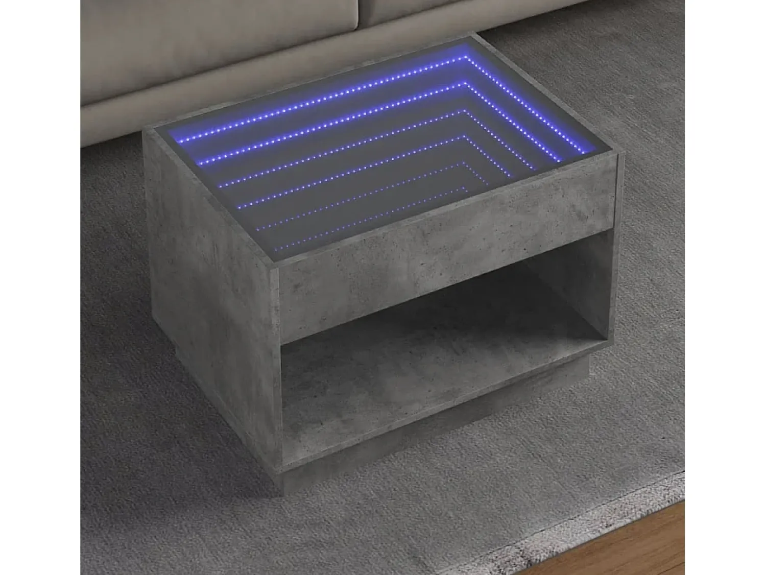 Mesa de centro | Mesa de apoio luzes LED Infinity 70x50x50 cm cimento^ Mesa De Centro