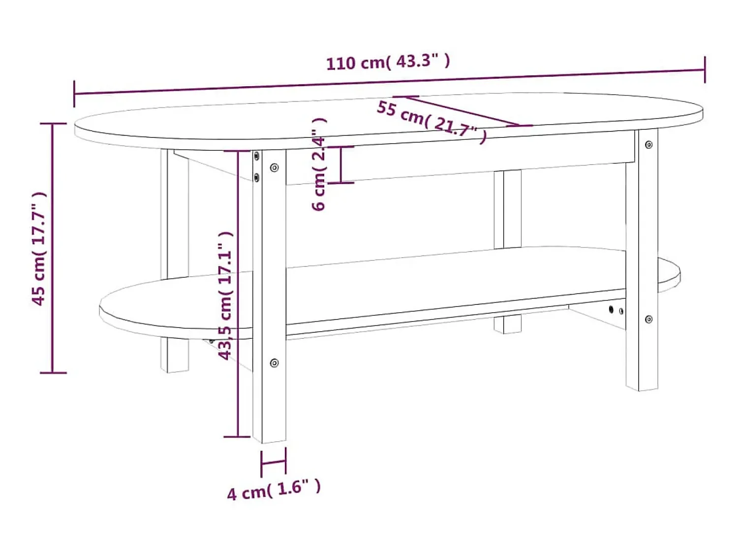 Mesa de centro | Mesa de apoio 110x55x45 cm madeira de pinho maciça^ Mesa De Centro