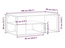 Mesa De Centro| Mesa de centro | Mesa de apoio Carvalho 100x50x40 cm Preto