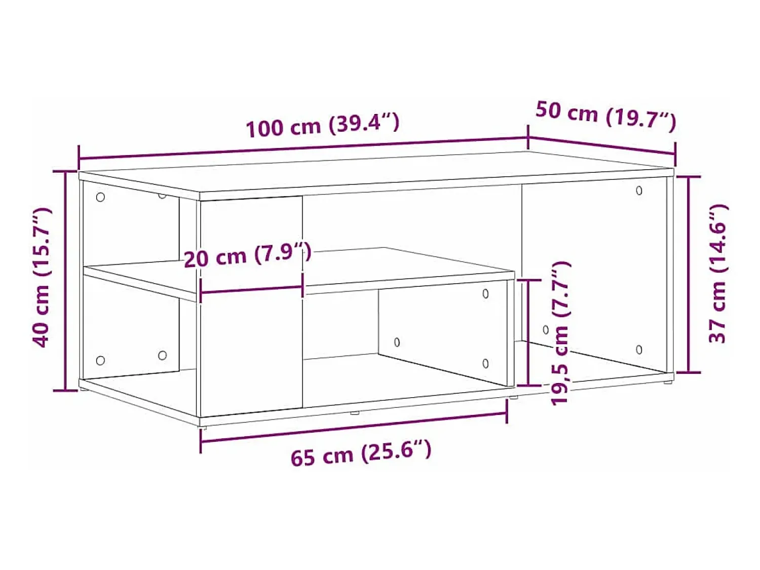 Mesa De Centro| Mesa de centro | Mesa de apoio Carvalho 100x50x40 cm Preto