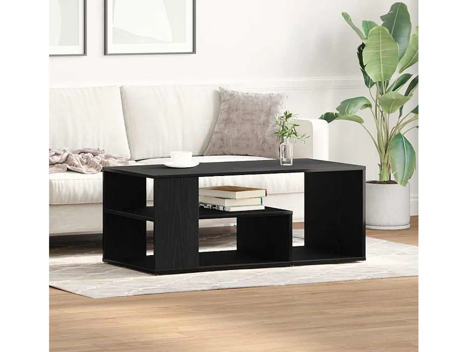 Mesa De Centro| Mesa de centro | Mesa de apoio Carvalho 100x50x40 cm Preto