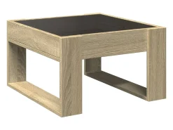 Mesa De Centro* Mesa de centro | Mesa de apoio luzes LED Infinity 50x53x30 cm carvalho sonoma Castanho