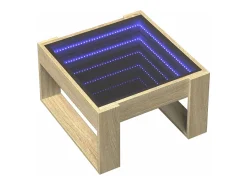 Mesa De Centro* Mesa de centro | Mesa de apoio luzes LED Infinity 50x53x30 cm carvalho sonoma Castanho