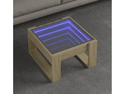 Mesa De Centro* Mesa de centro | Mesa de apoio luzes LED Infinity 50x53x30 cm carvalho sonoma Castanho