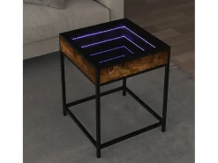 Mesa De Centro* Mesa de centro | Mesa de apoio luzes LED Infinity 40x40x51 cm carvalho fumado Castanho