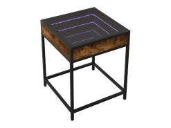 Mesa De Centro* Mesa de centro | Mesa de apoio luzes LED Infinity 40x40x51 cm carvalho fumado Castanho