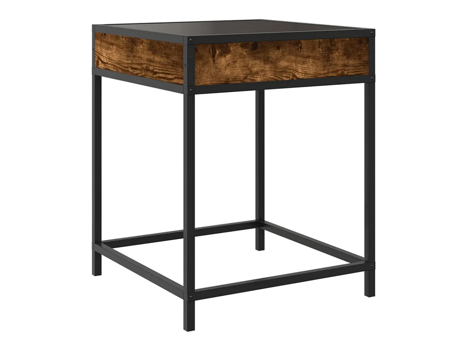 Mesa De Centro* Mesa de centro | Mesa de apoio luzes LED Infinity 40x40x51 cm carvalho fumado Castanho
