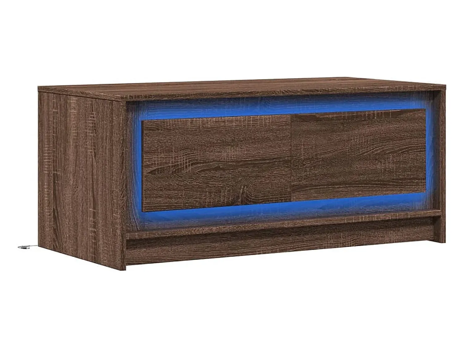 Discount Mesa de centro | Mesa de apoio c/ luzes LED derivados madeira carvalho Castanho