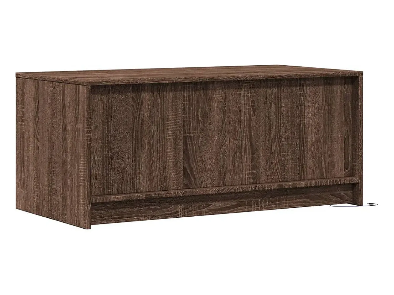 Discount Mesa de centro | Mesa de apoio c/ luzes LED derivados madeira carvalho Castanho