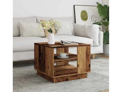 Mesa De Centro| Mesa de centro | Mesa de apoio | Mesa de café 55x55x42 cm derivados de madeira madeira velha Castanho