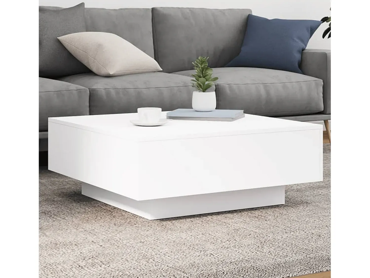 Mesa De Centro* Mesa de centro | Mesa de apoio 80x80x31 cm contraplacado Branco