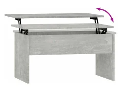 Mesa de centro | Mesa de apoio 80x50.5x41.5cm madeira processada cinza cimento^ Mesa De Centro