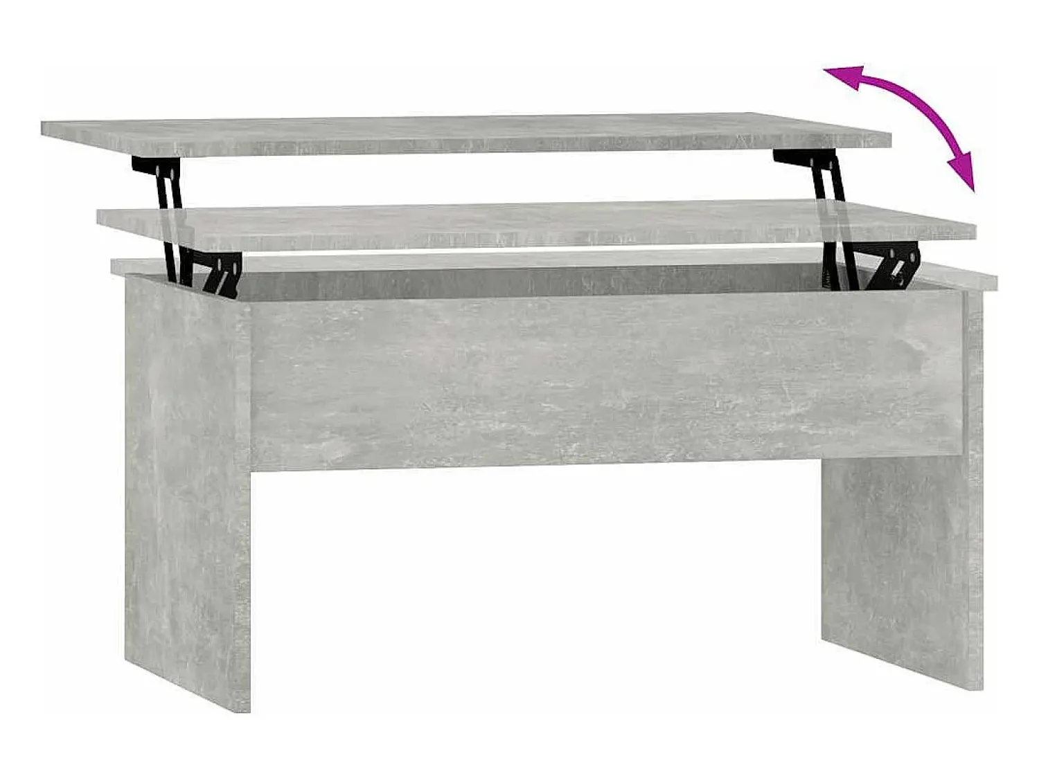 Mesa de centro | Mesa de apoio 80x50.5x41.5cm madeira processada cinza cimento^ Mesa De Centro