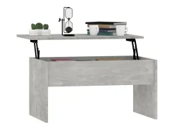 Mesa de centro | Mesa de apoio 80x50.5x41.5cm madeira processada cinza cimento^ Mesa De Centro