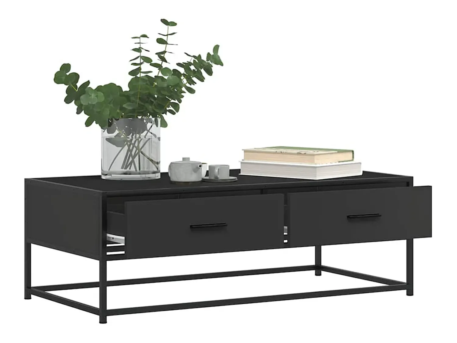 Mesa De Centro* Mesa de centro | Mesa de apoio 100x50x35 cm derivados de madeira/metal Preto