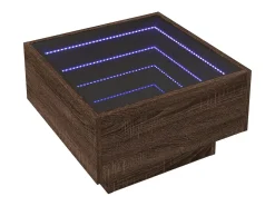 Outlet Mesa de centro | Mesa de apoio c/ LEDs 50x50x30 cm derivados de madeira Castanho