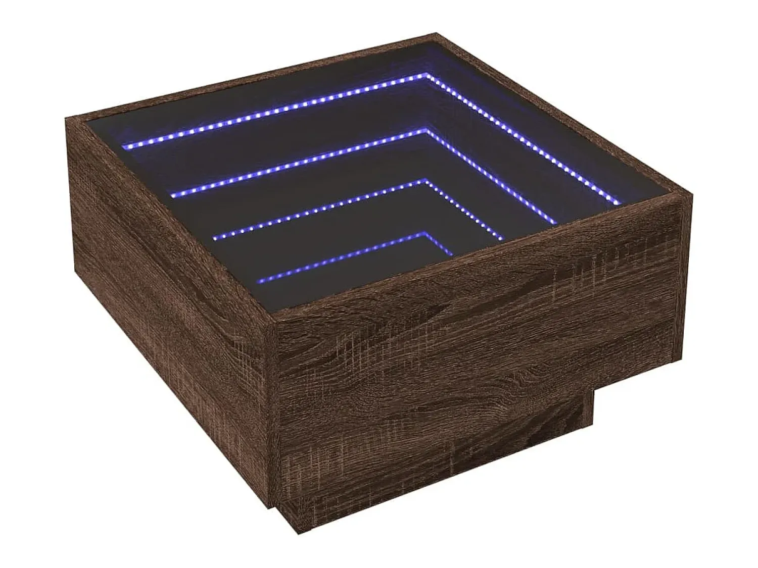 Outlet Mesa de centro | Mesa de apoio c/ LEDs 50x50x30 cm derivados de madeira Castanho