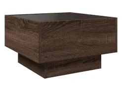 Outlet Mesa de centro | Mesa de apoio c/ LEDs 50x50x30 cm derivados de madeira Castanho