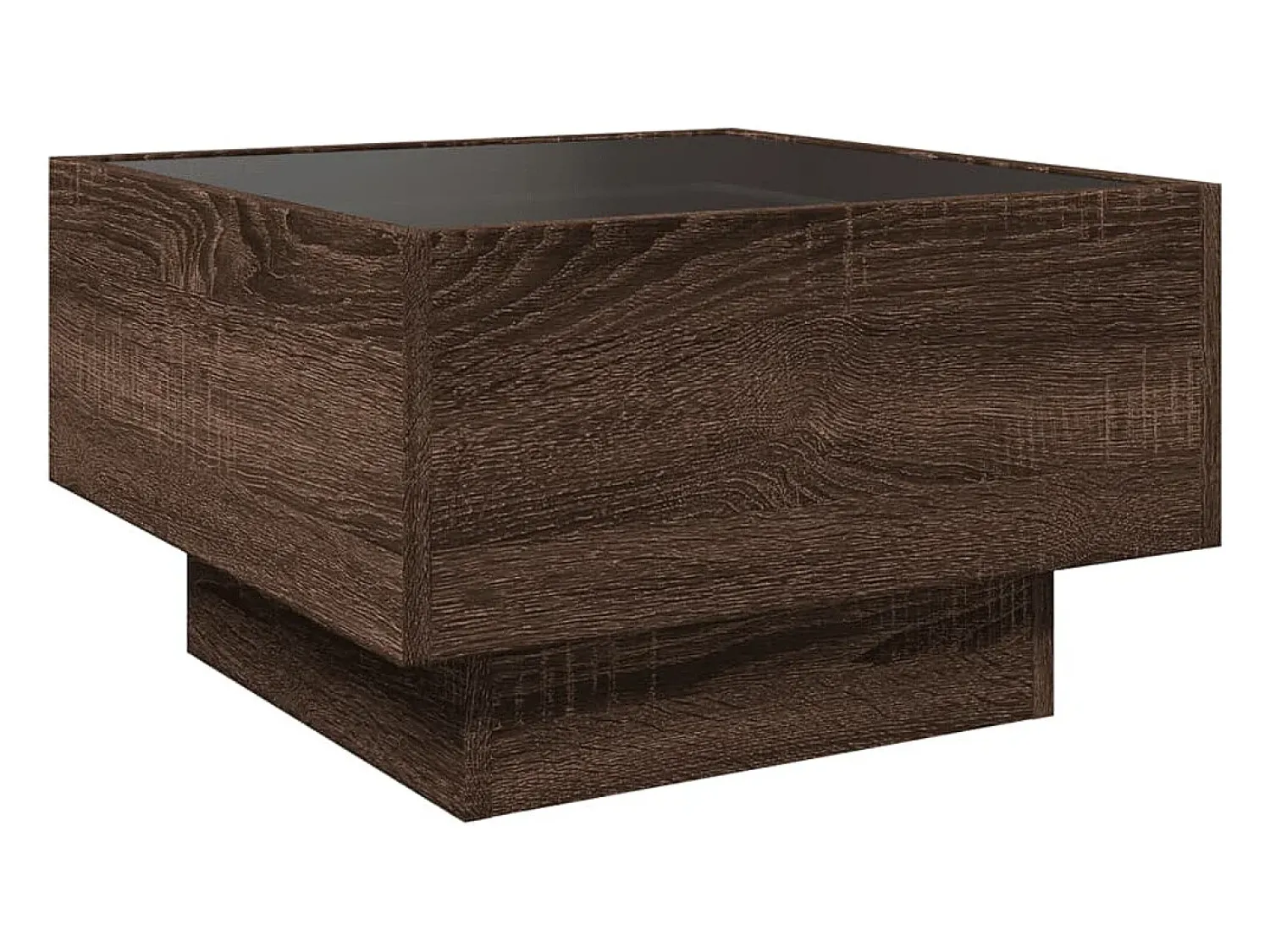 Outlet Mesa de centro | Mesa de apoio c/ LEDs 50x50x30 cm derivados de madeira Castanho