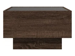 Outlet Mesa de centro | Mesa de apoio c/ LEDs 50x50x30 cm derivados de madeira Castanho