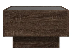 Outlet Mesa de centro | Mesa de apoio c/ LEDs 50x50x30 cm derivados de madeira Castanho