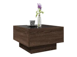 Outlet Mesa de centro | Mesa de apoio c/ LEDs 50x50x30 cm derivados de madeira Castanho